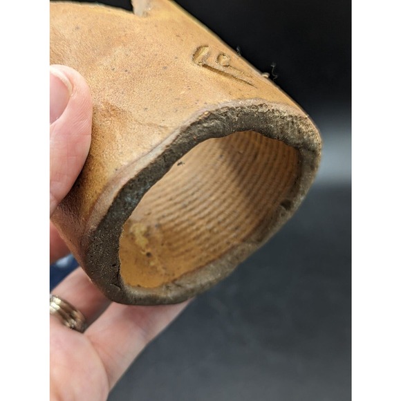 Studio pottery pair of crowns candle holders shelf table decor handmade - Picture 10 of 16